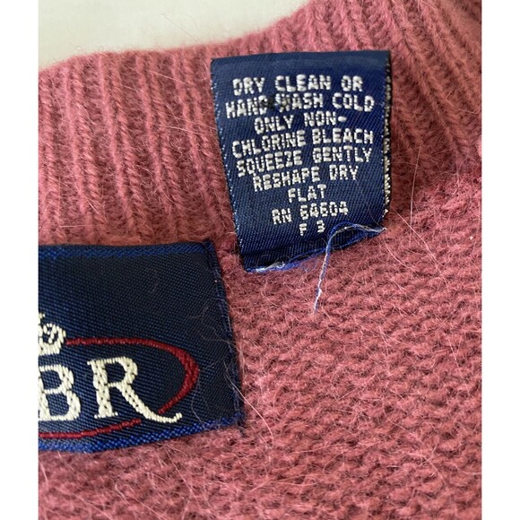 Vintage Y2K Lambswool Angora Blend Mauve Pink Cropped Boxy Cardigan Size Large L - Picture 10 of 10